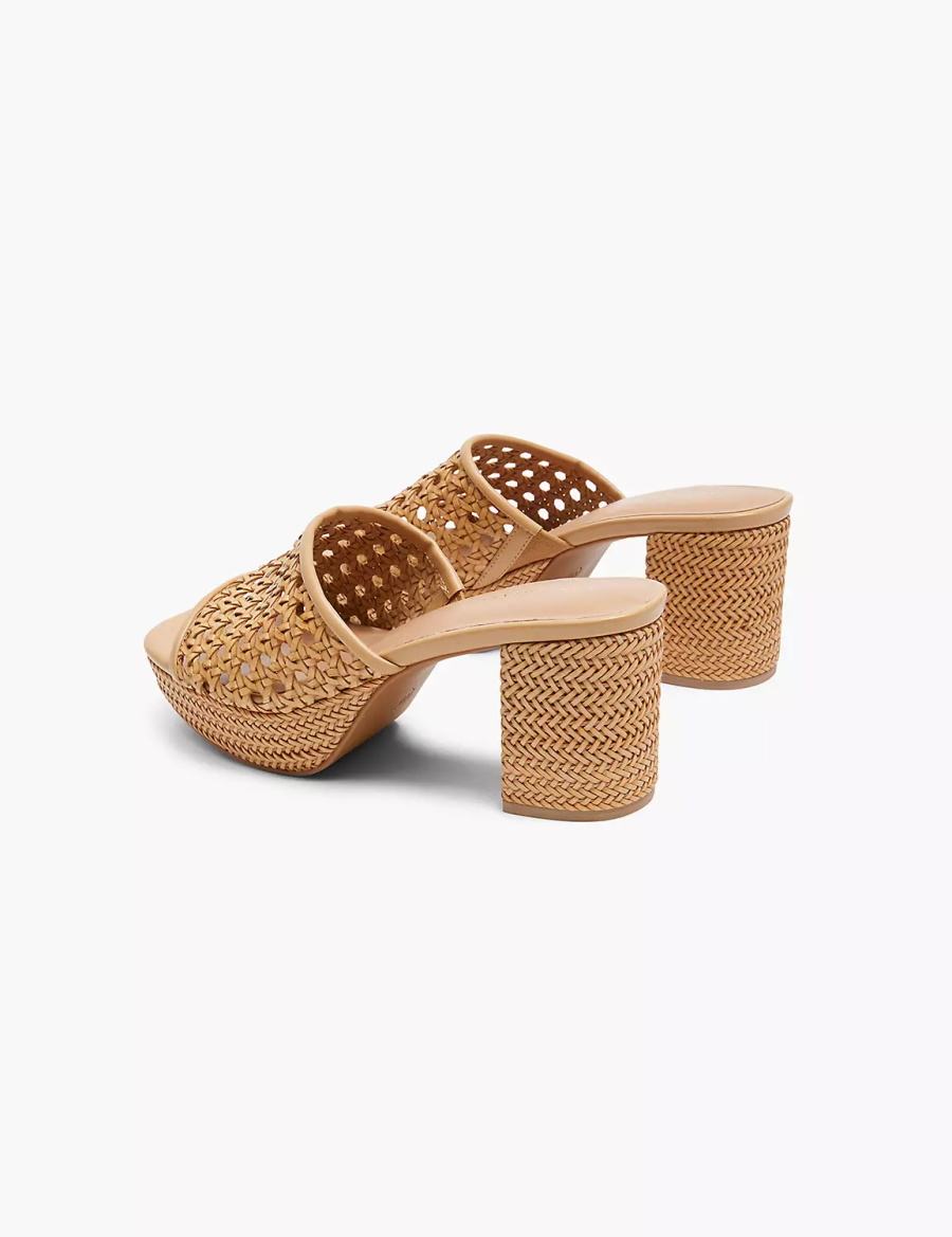 Lane Bryant Dream Cloud Woven Faux-Leather Slip-On Heel Sandali con Tacco Donna Khaki | GVN4795FD