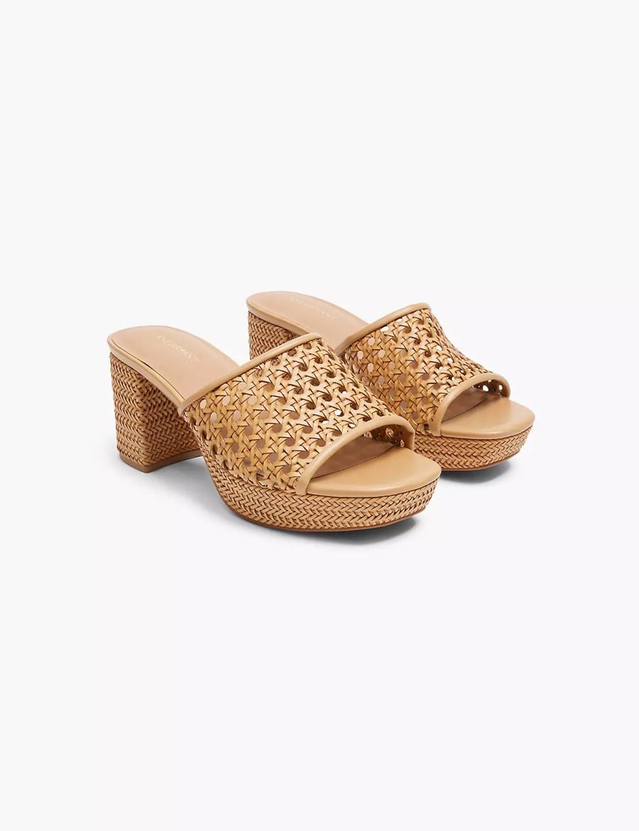 Lane Bryant Dream Cloud Woven Faux-Leather Slip-On Heel Sandali con Tacco Donna Khaki | GVN4795FD