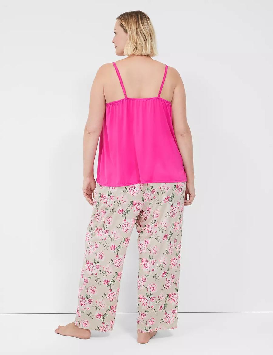 Lane Bryant DreamyCool Cami & Block Pant PJ Set Pigiama Donna Rosa Rosa | OLE4843GR