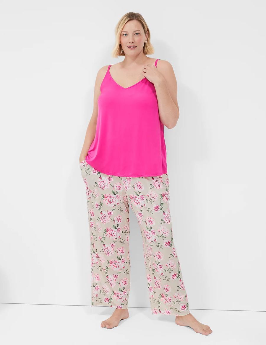 Lane Bryant DreamyCool Cami & Block Pant PJ Set Pigiama Donna Rosa Rosa | OLE4843GR