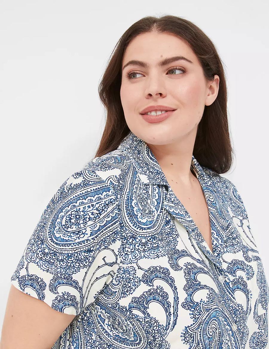 Lane Bryant DreamyCool Short-Sleeve Shirt & Crop Pant PJ Set Pigiama Donna Blu Colorate | IBA1274ZN