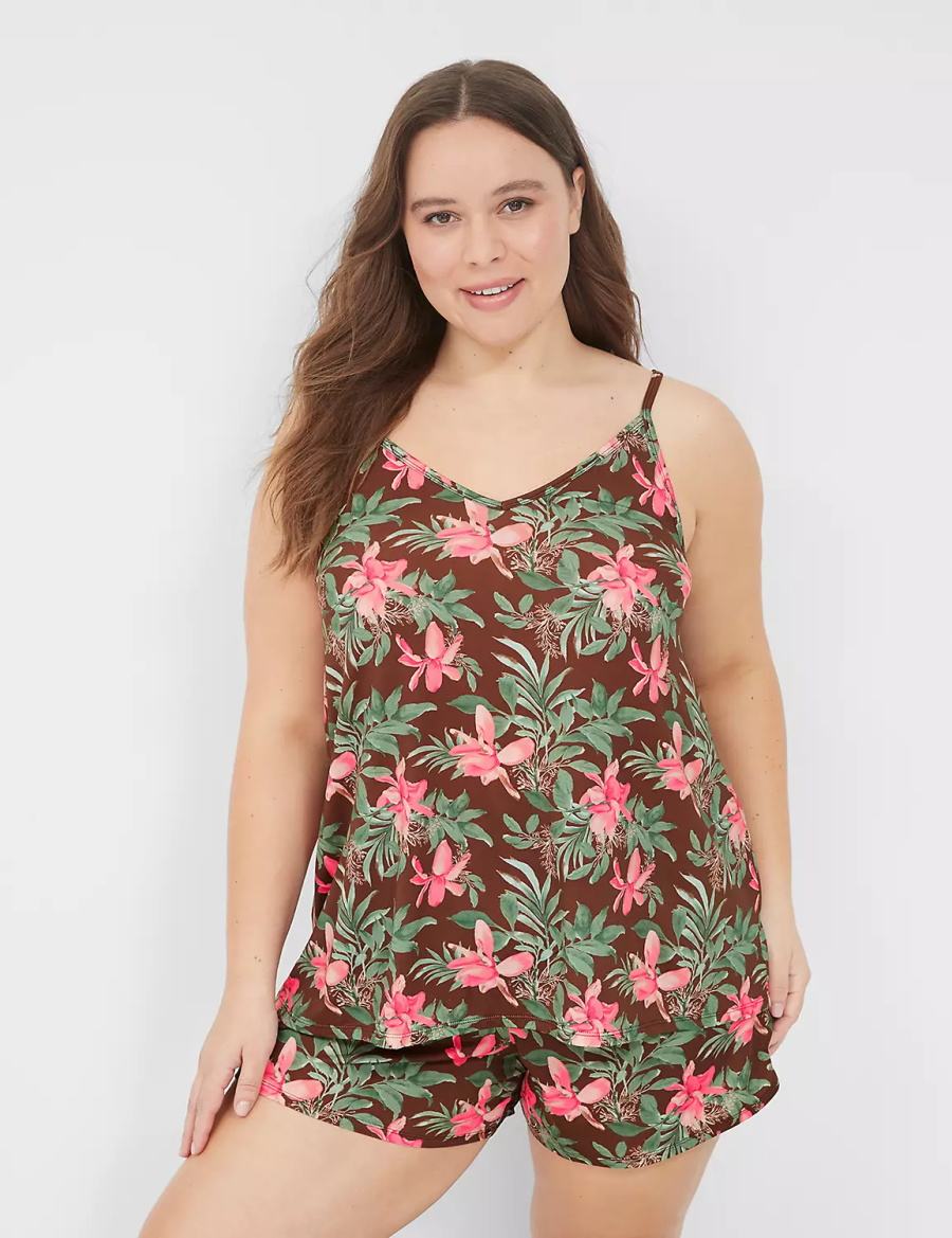 Lane Bryant Dreamy Cool Cami & Short PJ Set Pigiama Donna Verdi Colorate | FZR4125CE