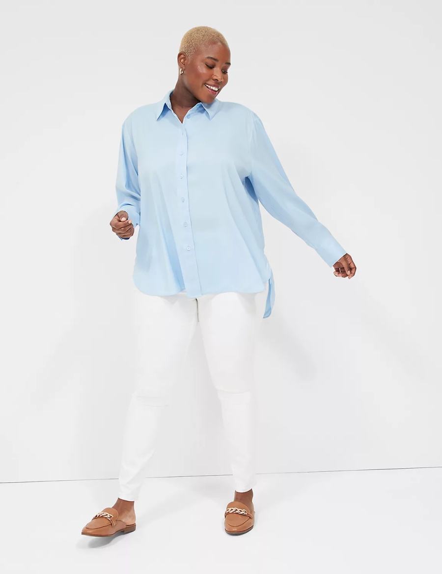 Lane Bryant Easy Collared Button-Down Camicie Donna Blu | AKT4617QS