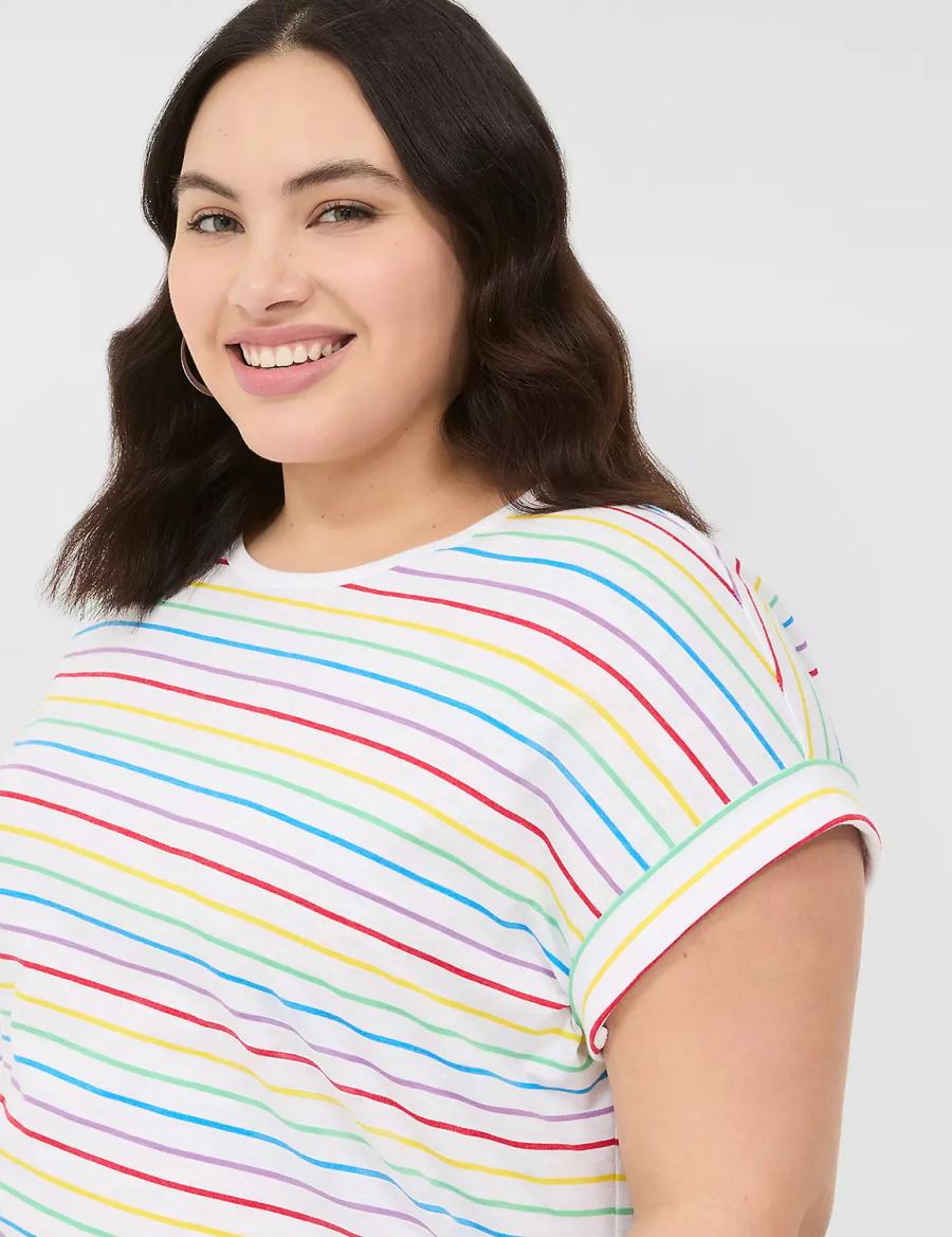 Lane Bryant Easy Roll-Sleeve Tee Magliette Donna Strisce | VXF9618JF