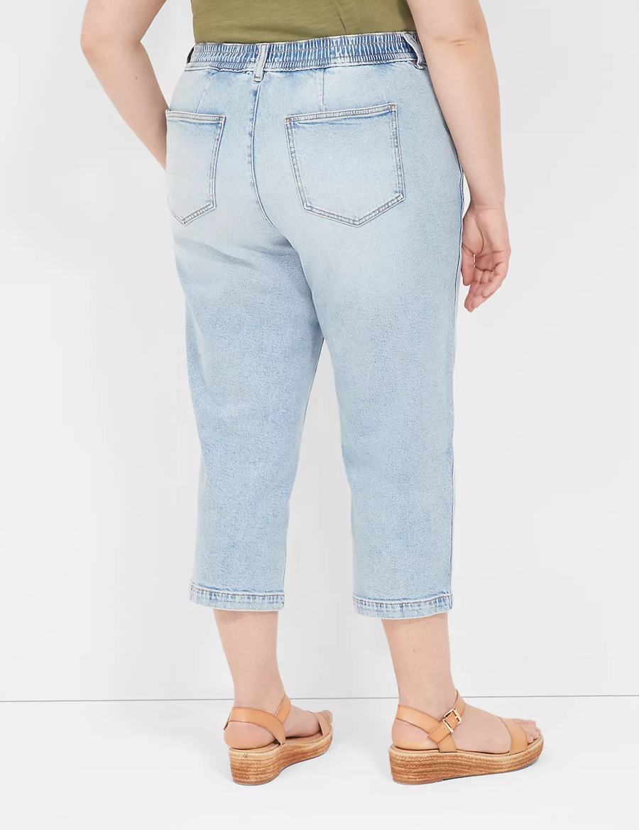 Lane Bryant Elastic Back-Waist Boyfriend Capri Jeans Donna Blu Chiaro | KES2573GH