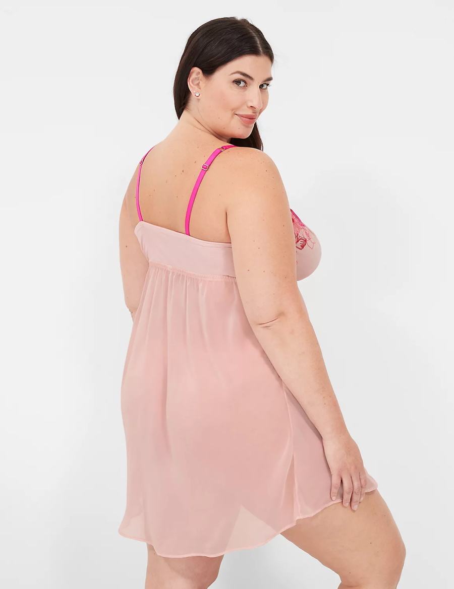 Lane Bryant Embroidered Babydoll Vestito Donna Rosa Rosa | IEI1363UE