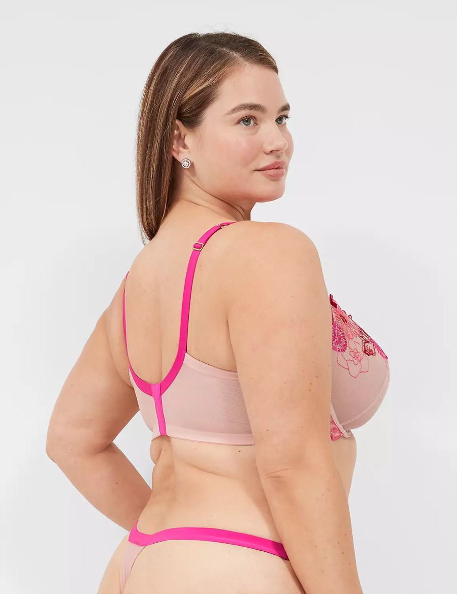 Lane Bryant Embroidered Mutandine Perizoma Donna Rosa Rosa | UAQ3075IY