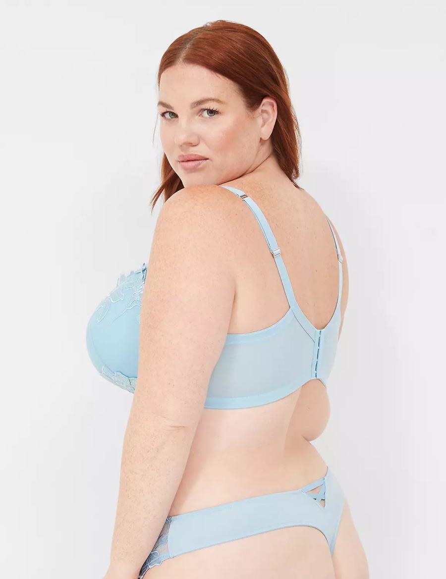 Lane Bryant Embroidered Mutandine Perizoma Donna Blu | FCI7393RP