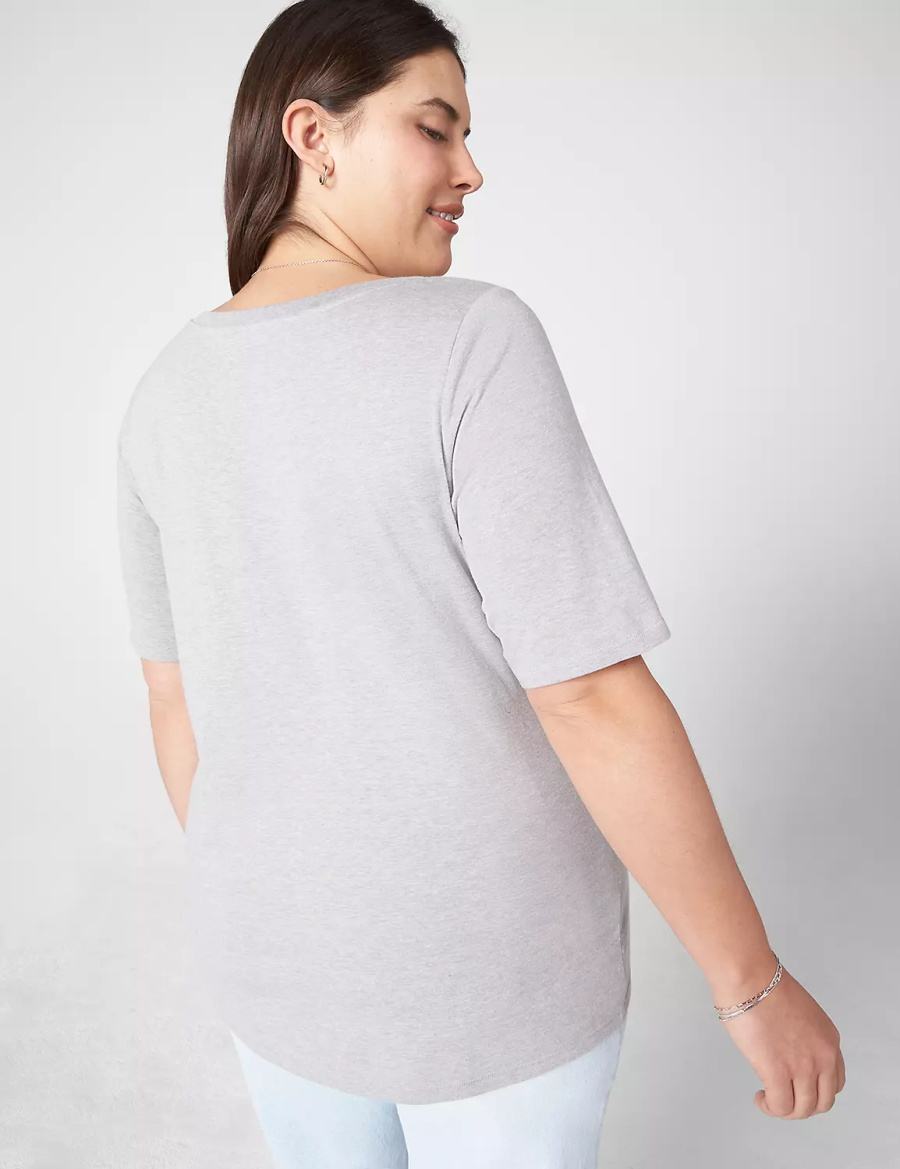 Lane Bryant Essential V-Neck Tee Canotta Donna Grigie Chiaro | SUD3328WV