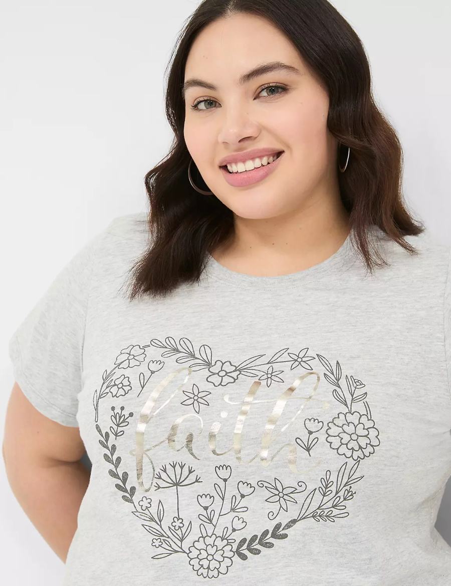 Lane Bryant Faith Graphic Tee Canotta Donna Grigie | XNO7120HG