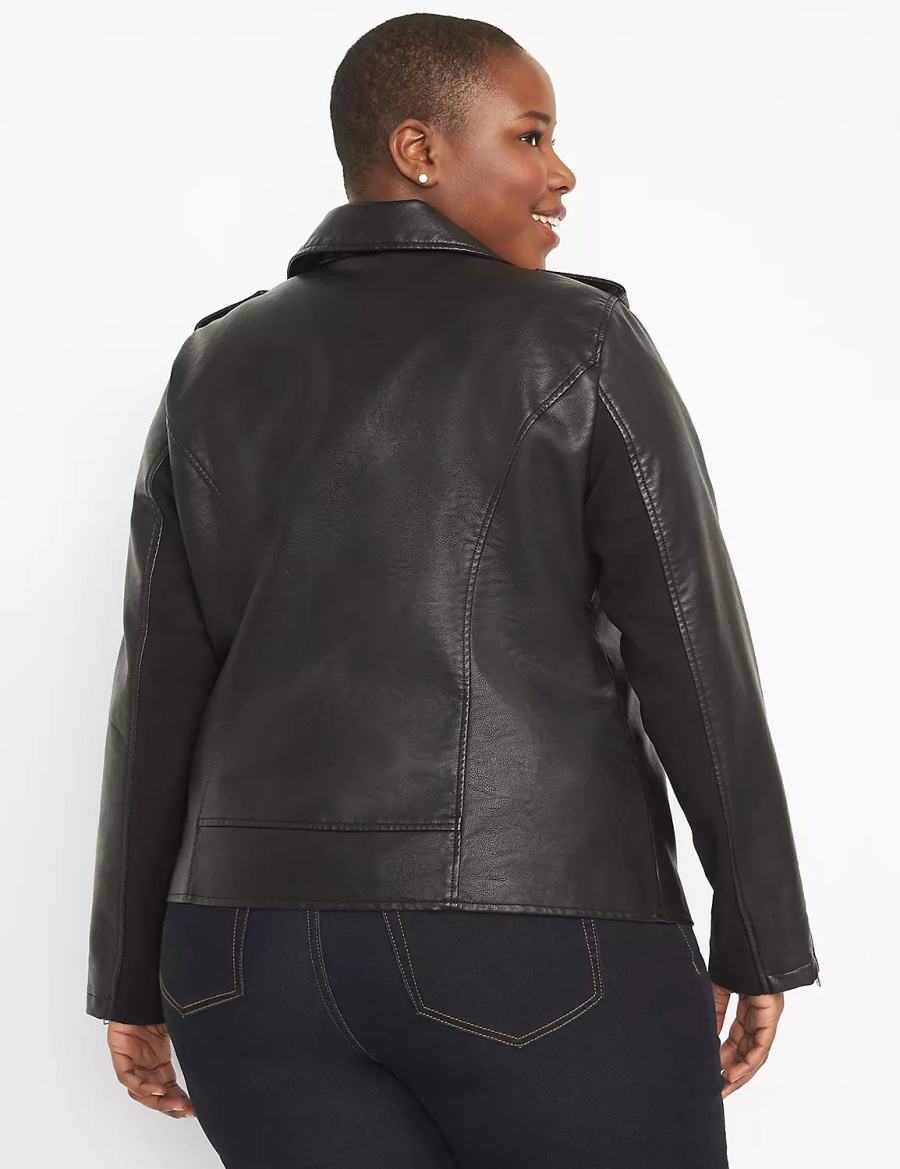 Lane Bryant Faux-Leather Moto Giacche Donna Nere | SEY5536UU