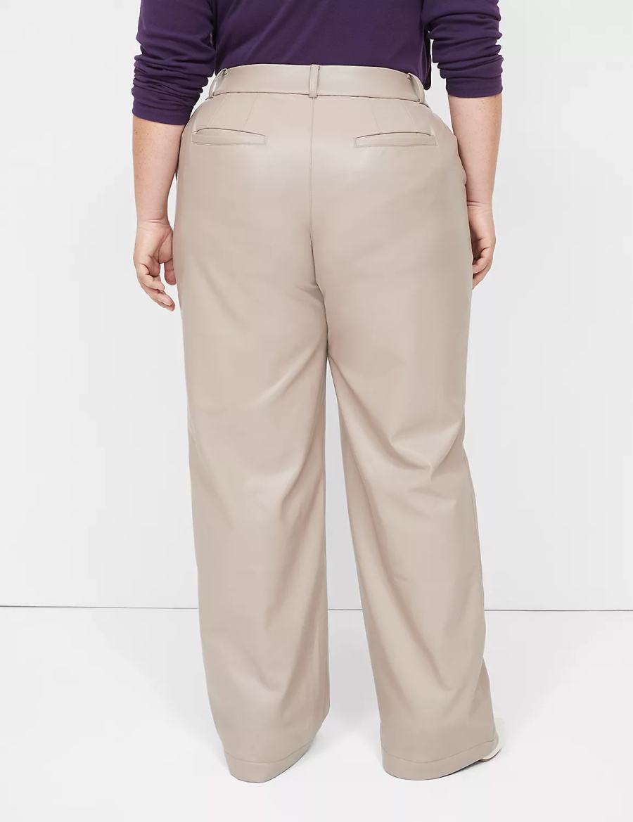 Lane Bryant Faux-Leather Straight Leg Pantaloni Donna Grigie Marroni | ADJ158DO