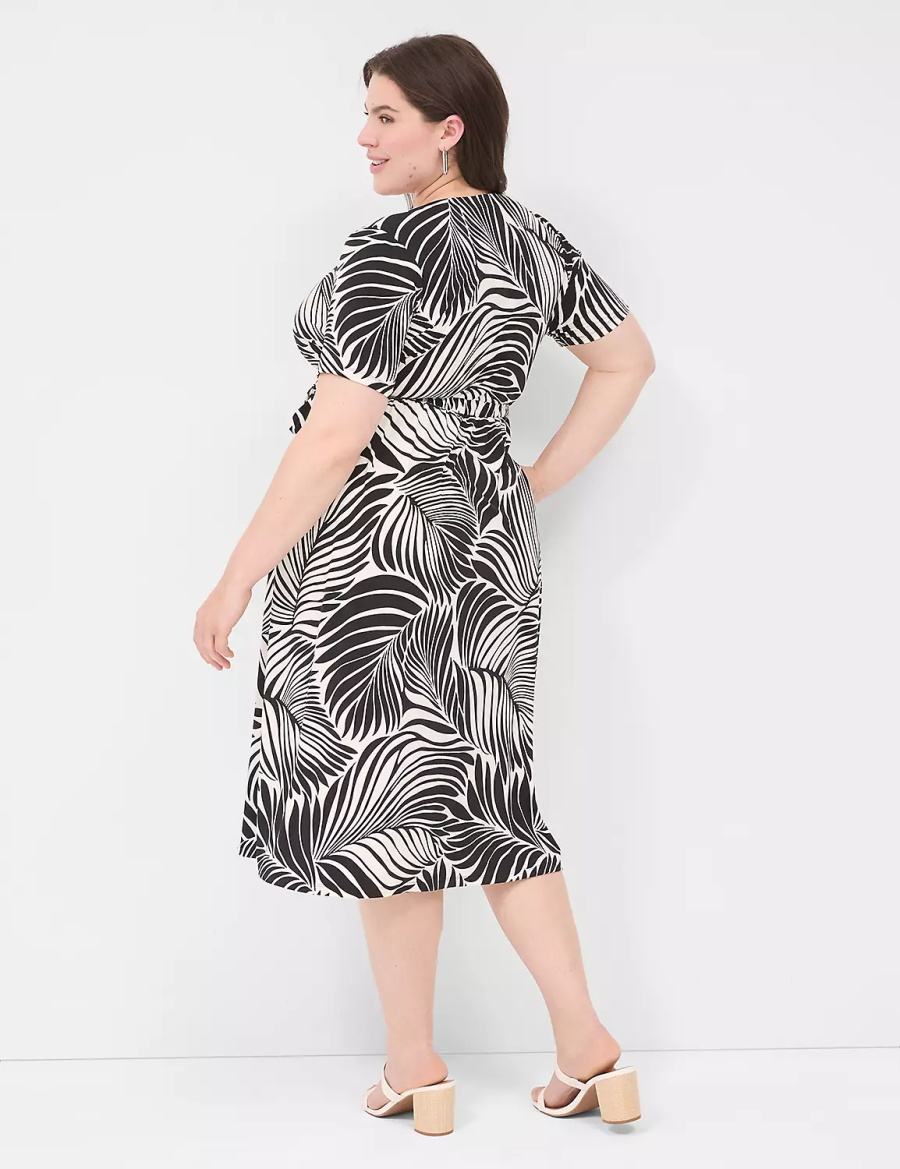 Lane Bryant Faux-Wrap Jersey Abito Midi Donna Nere | SPQ5428WR