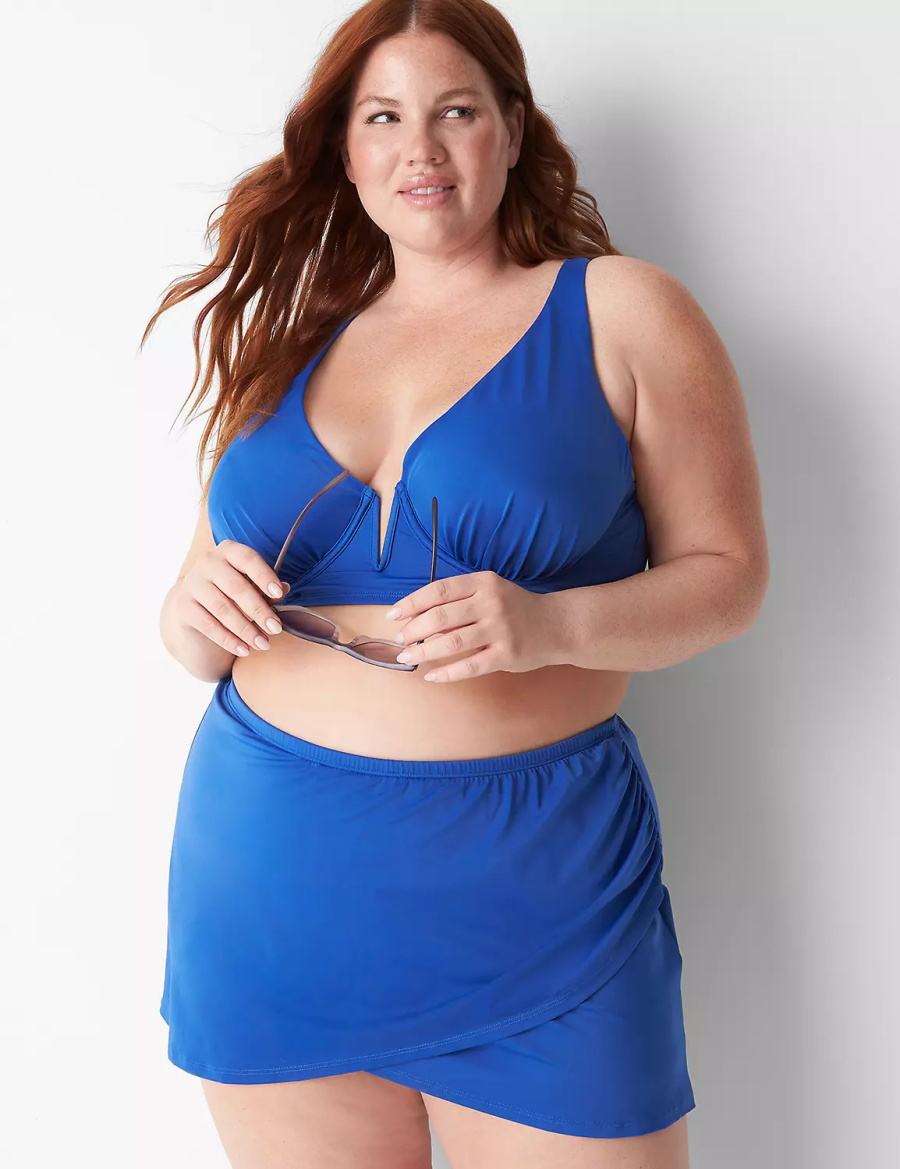 Lane Bryant Faux-Wrap Swim Gonne Donna Blu | BQT2932XL