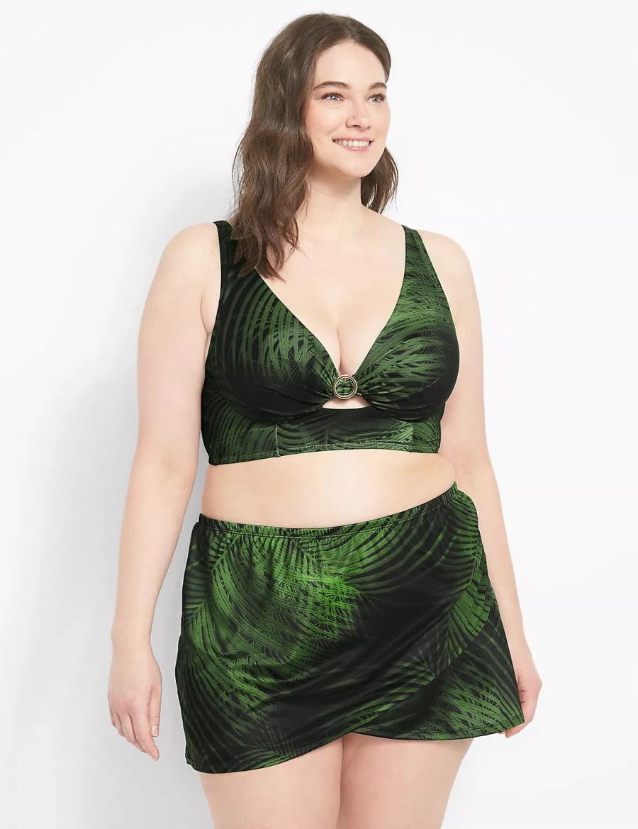 Lane Bryant Faux-Wrap Swim Gonne Donna Verdi Scuro | GJM7091LG