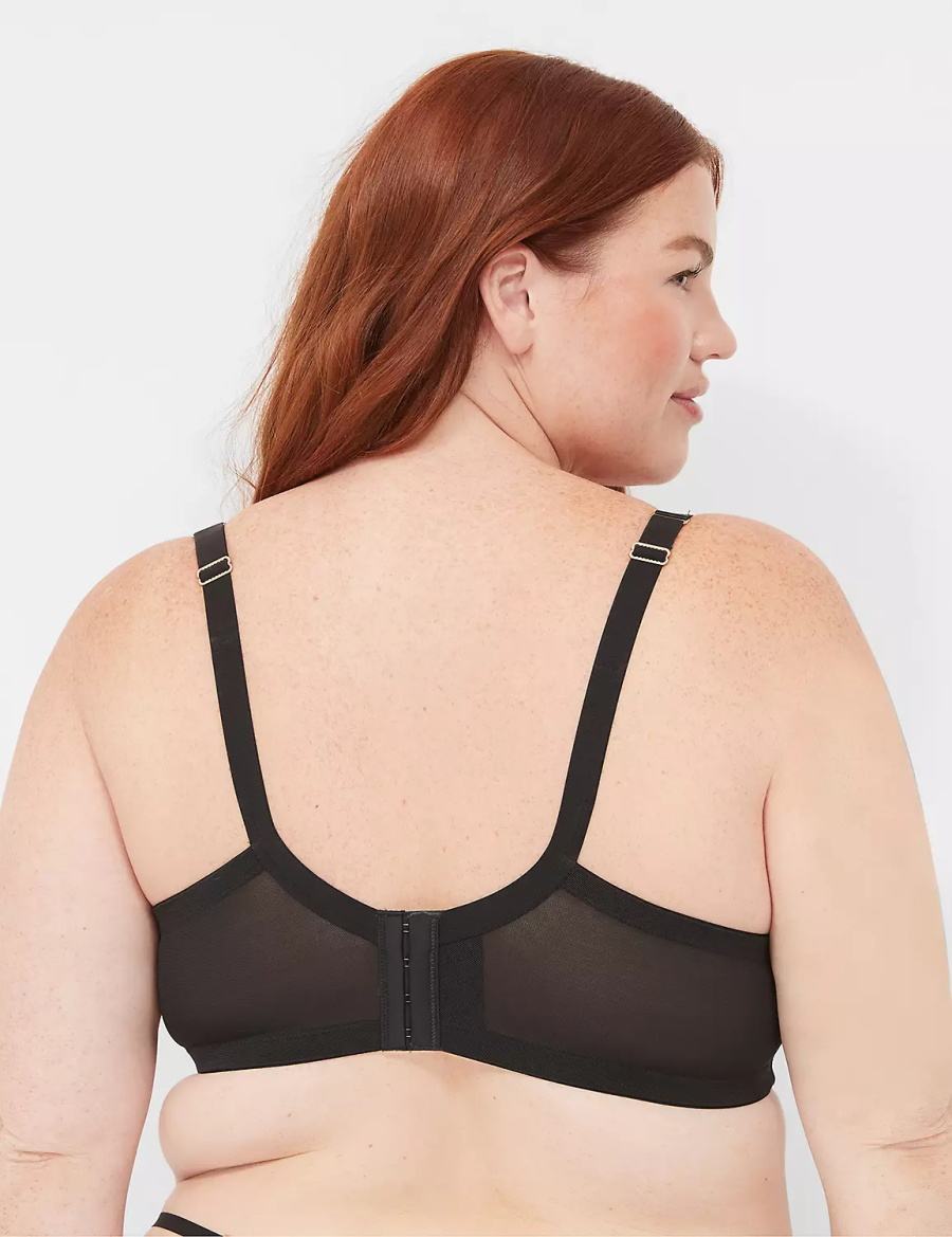 Lane Bryant Fishnet Lace Max Boost Plunge Bralette Donna Nere | TMC7372HQ