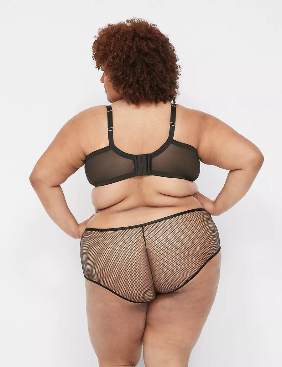 Lane Bryant Fishnet Lightly Lined Plunge Bralette Donna Nere | FXZ7275TX