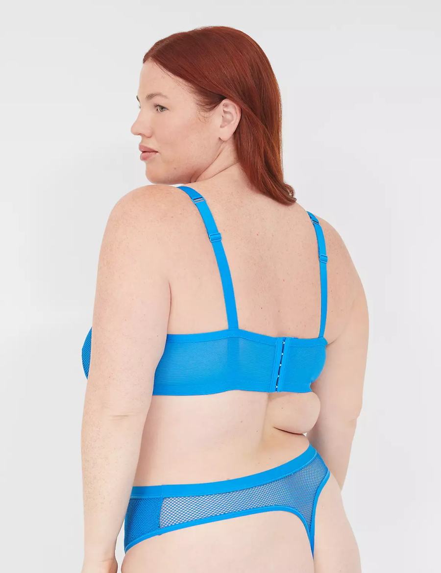 Lane Bryant Fishnet Rocker-Wire Bandeau Reggiseno Sfoderato Donna Blu | QCH4257LG