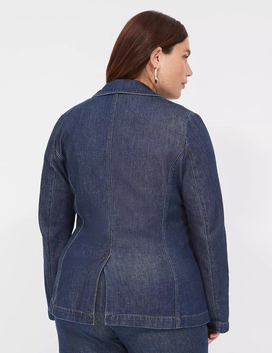 Lane Bryant Fitted Denim Blazer Donna Blu Scuro | OYS450GC