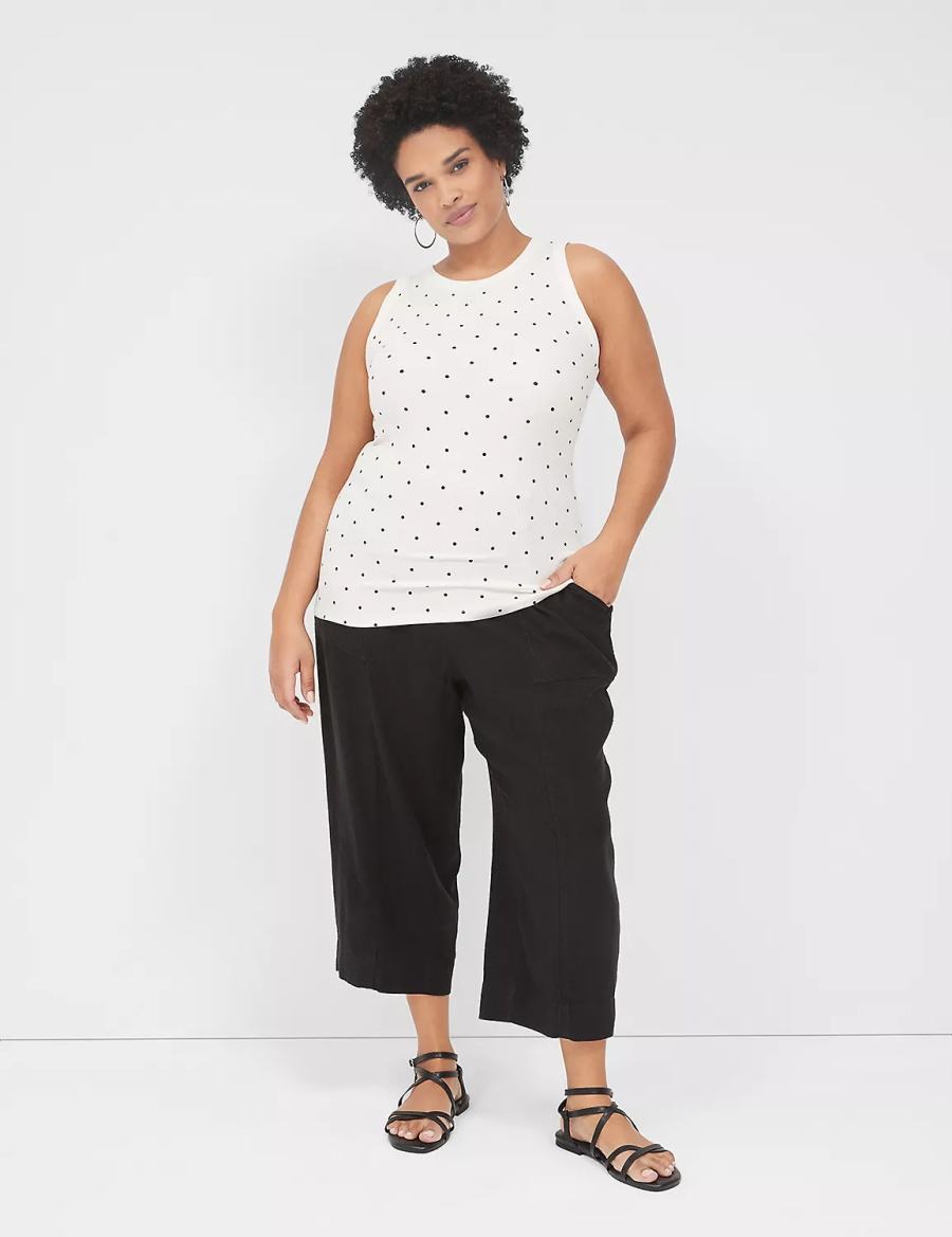 Lane Bryant Fitted High-Neck Rib Canotta Donna Bianche | URI2984ZC