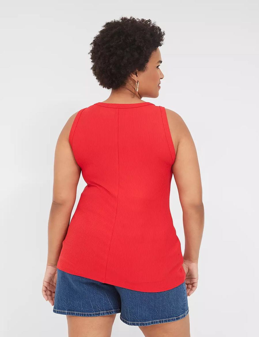 Lane Bryant Fitted High-Neck Rib Canotta Donna Rosse | JYX5066YD