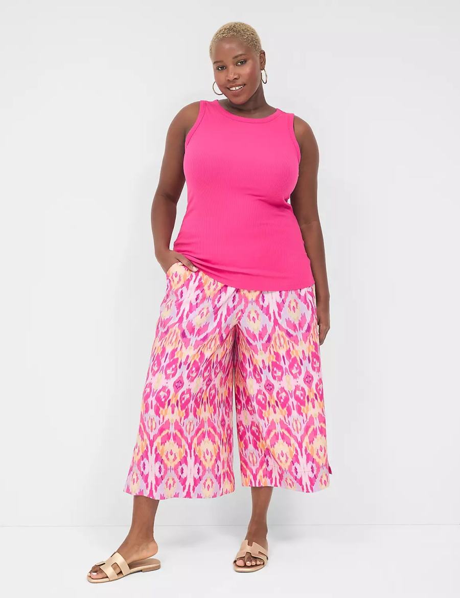 Lane Bryant Fitted High-Neck Rib Canotta Donna Rosa | PTK6091NF