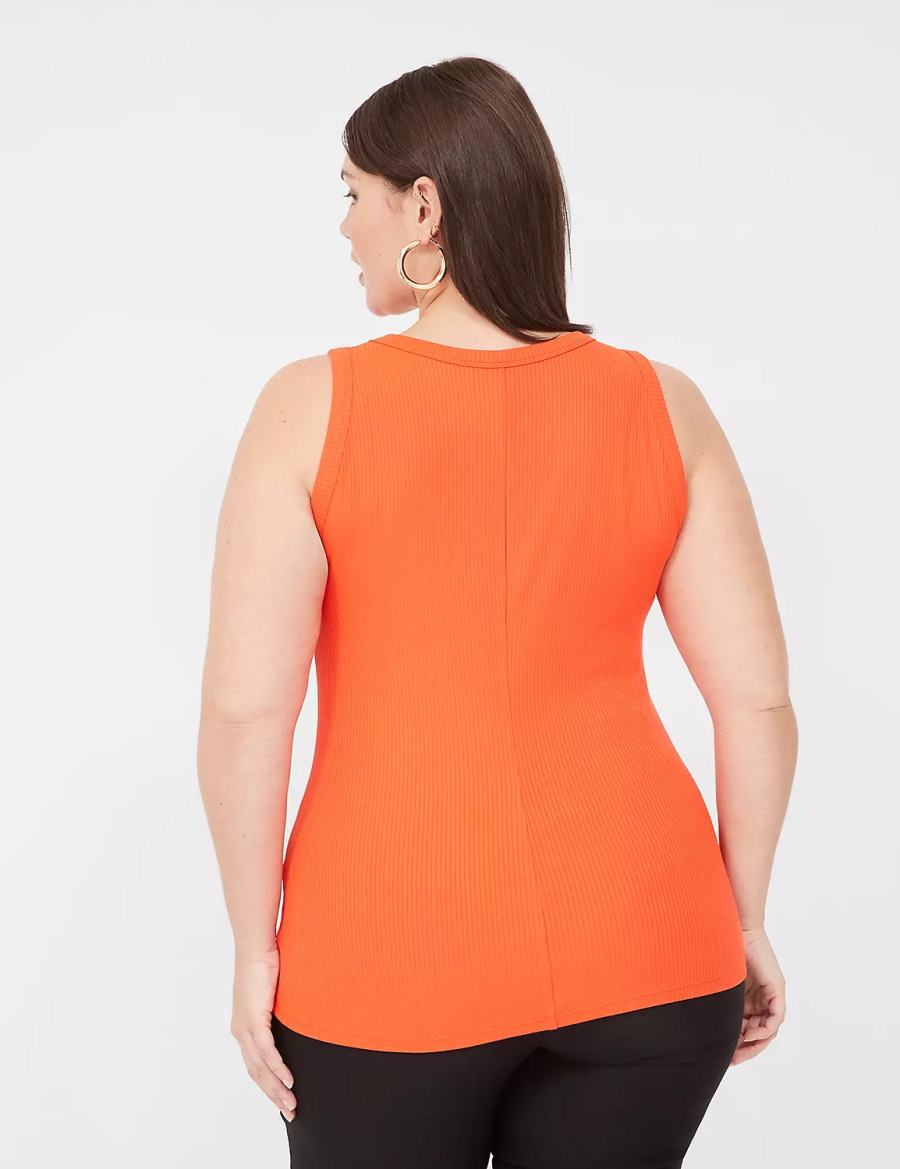 Lane Bryant Fitted High-Neck Rib Canotta Donna Rosse Chiaro | MJV5665VX