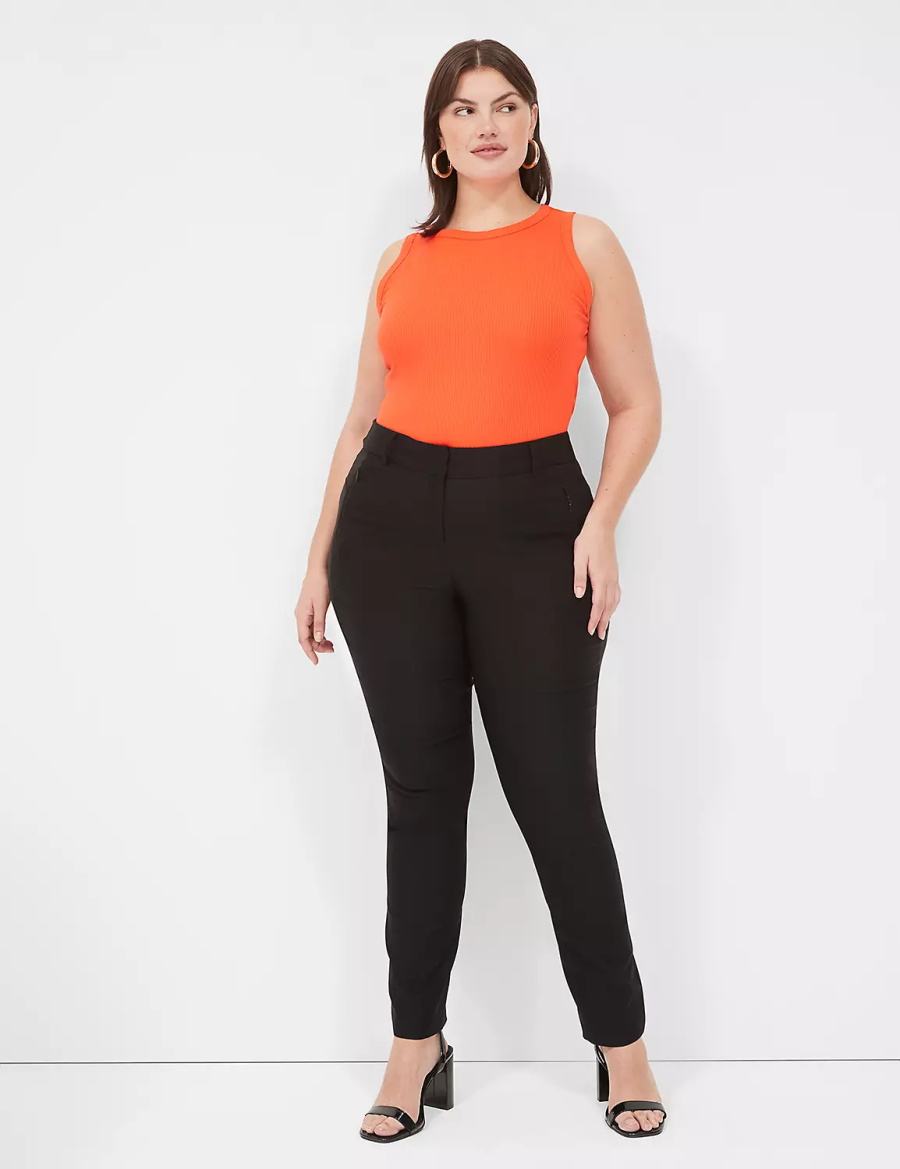 Lane Bryant Fitted High-Neck Rib Canotta Donna Rosse Chiaro | MJV5665VX