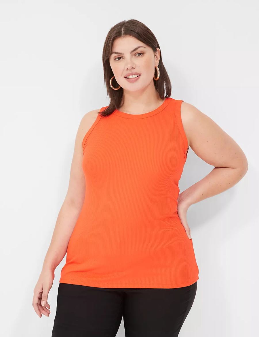 Lane Bryant Fitted High-Neck Rib Canotta Donna Rosse Chiaro | MJV5665VX