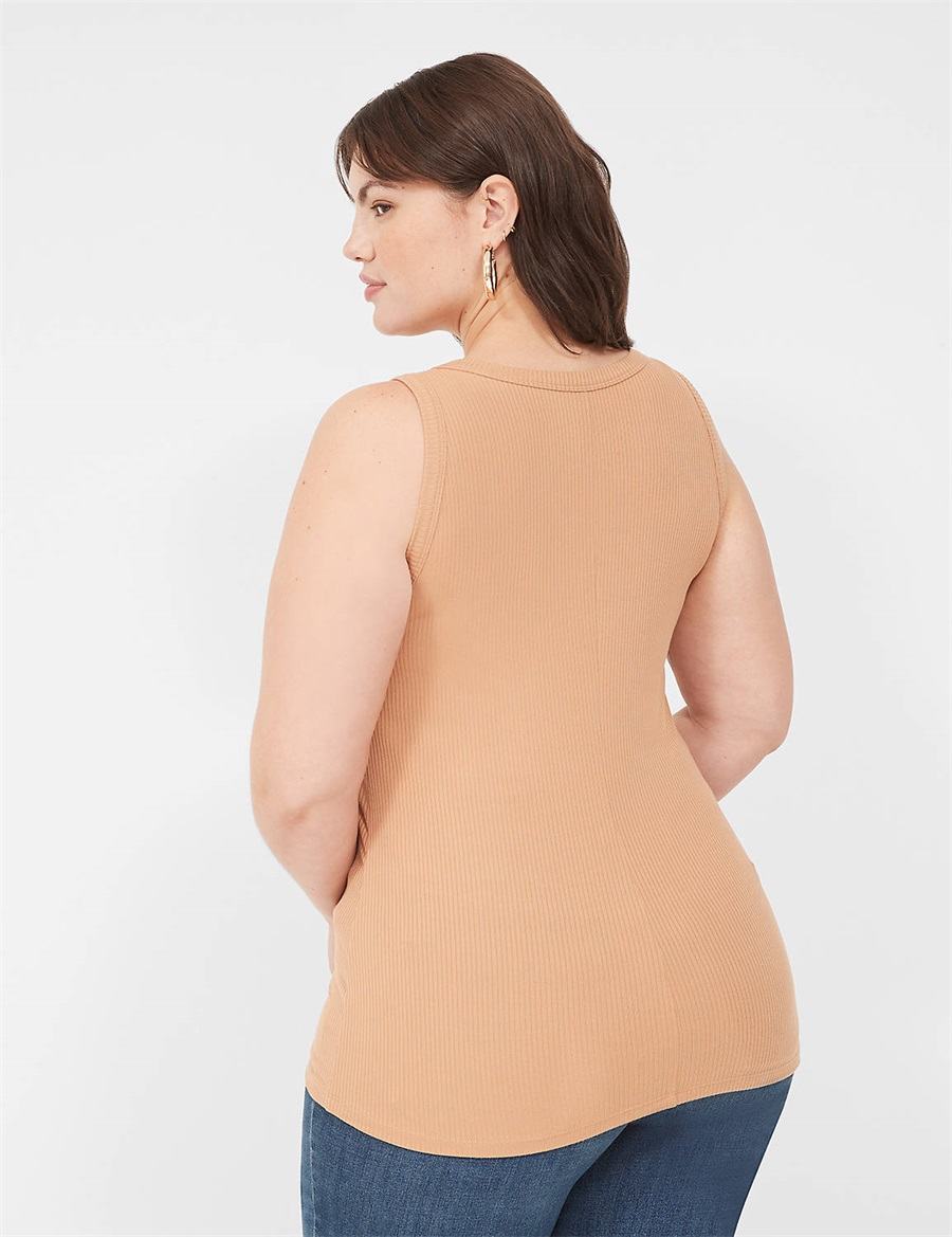 Lane Bryant Fitted High-Neck Rib Canotta Donna Marroni | GFO6225RN