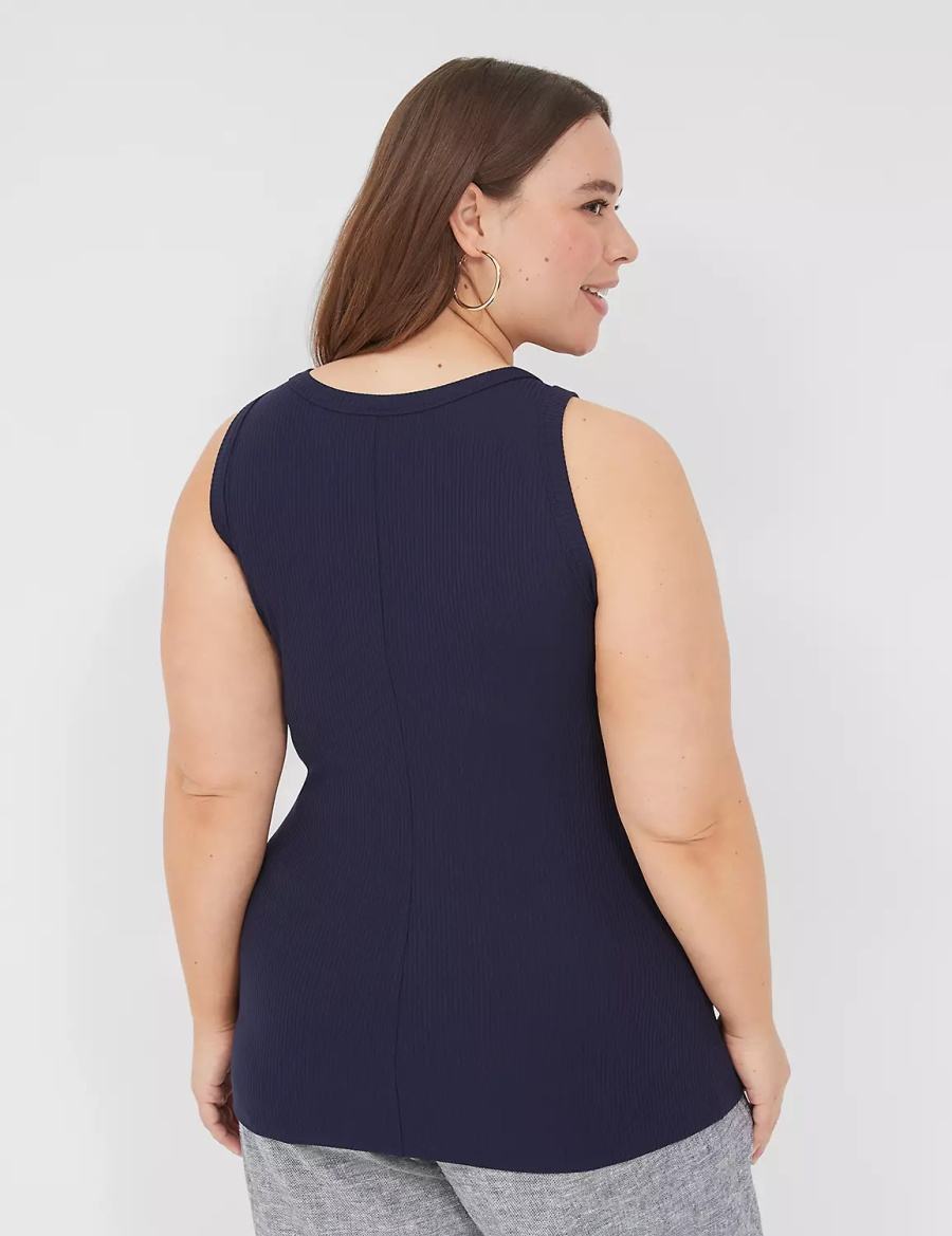 Lane Bryant Fitted High-Neck Rib Canotta Donna Blu | VWW321KR