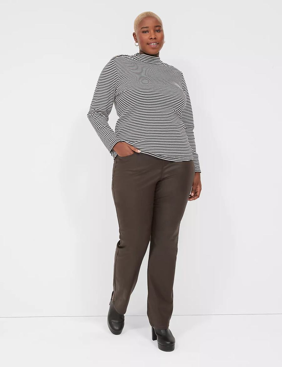 Lane Bryant Fitted Long-Sleeve Turtleneck Top Magliette Donna Nere Bianche Strisce | HZY8148XI