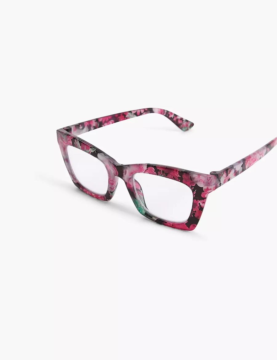 Lane Bryant Floral Print Cateye Reading Occhiali Donna Rosse Colorate | TTH273UT