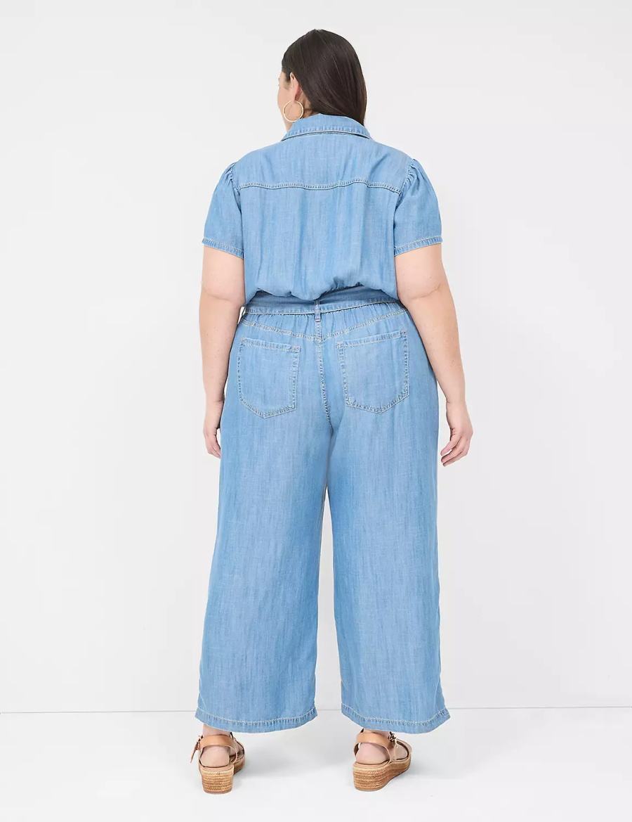 Lane Bryant Fluid Denim Jumpsuit Donna Blu Chiaro | JCZ8940BV