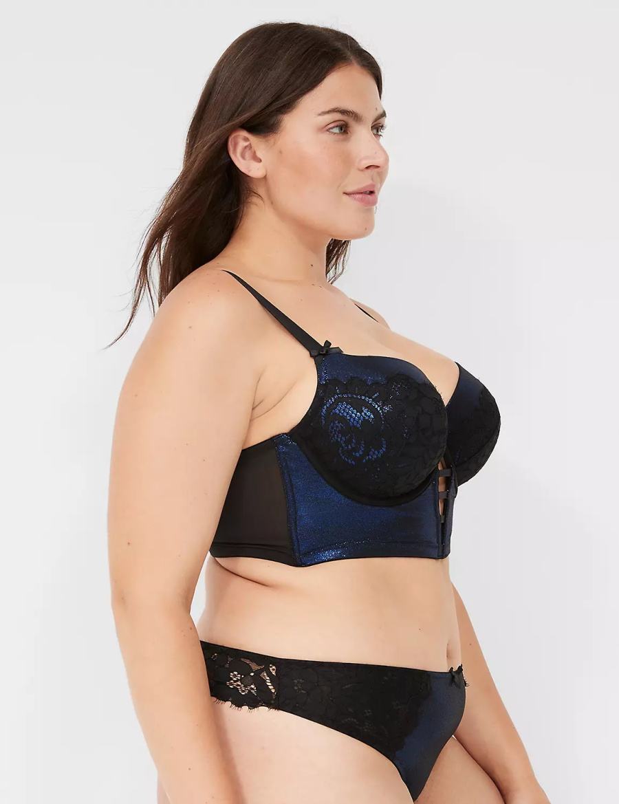 Lane Bryant Foil Shine Longline Reggiseno A Balconcino Donna Nere | ERG6662LW