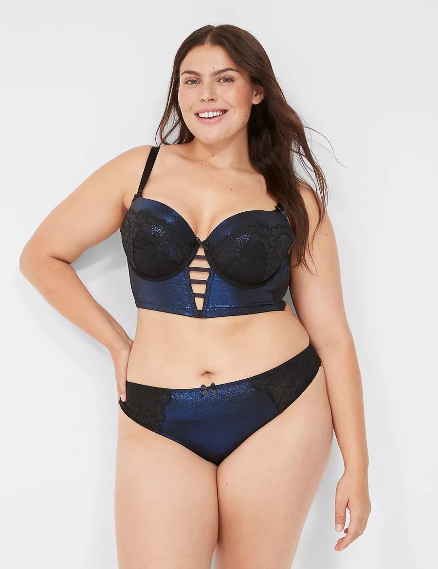 Lane Bryant Foil Shine Mutandine Perizoma Donna Nere | MIN2459ZV