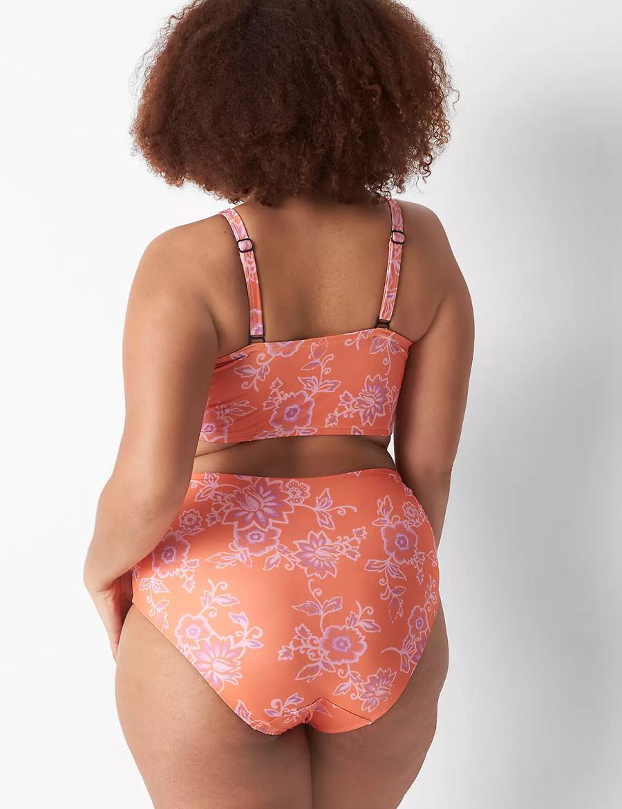 Lane Bryant Foldover-Waist High-Leg Swim Slip Donna Rosa | REB6739UX