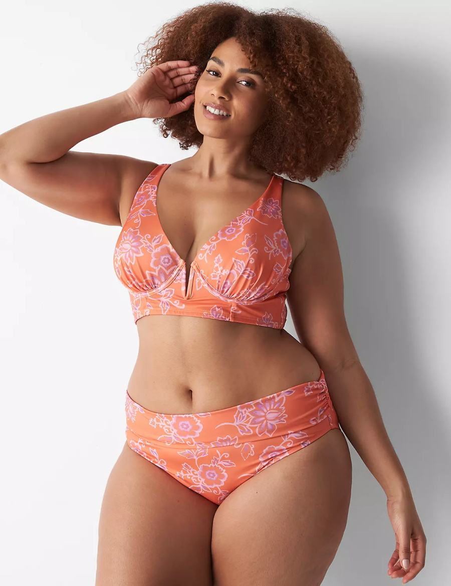 Lane Bryant Foldover-Waist High-Leg Swim Slip Donna Rosa | REB6739UX