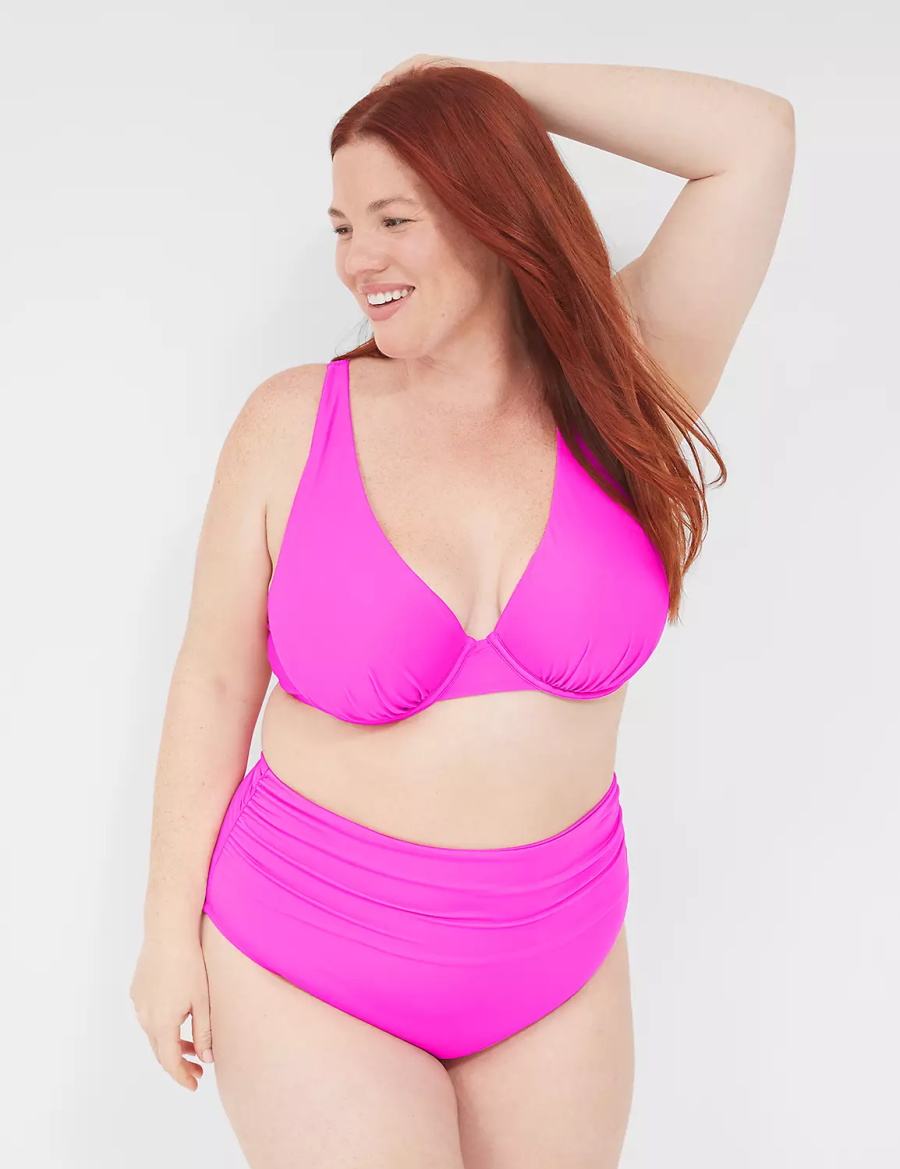 Lane Bryant Foldover-Waist Swim Slip Donna Rosa | GCR7879TR