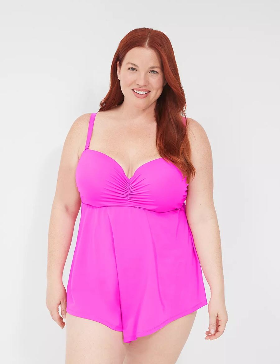 Lane Bryant Foldover-Waist Swim Slip Donna Rosa | GCR7879TR