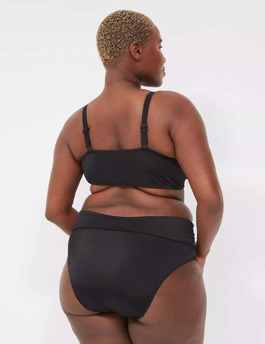 Lane Bryant Foldover-Waist Swim Slip Donna Nere | WKD8789NY