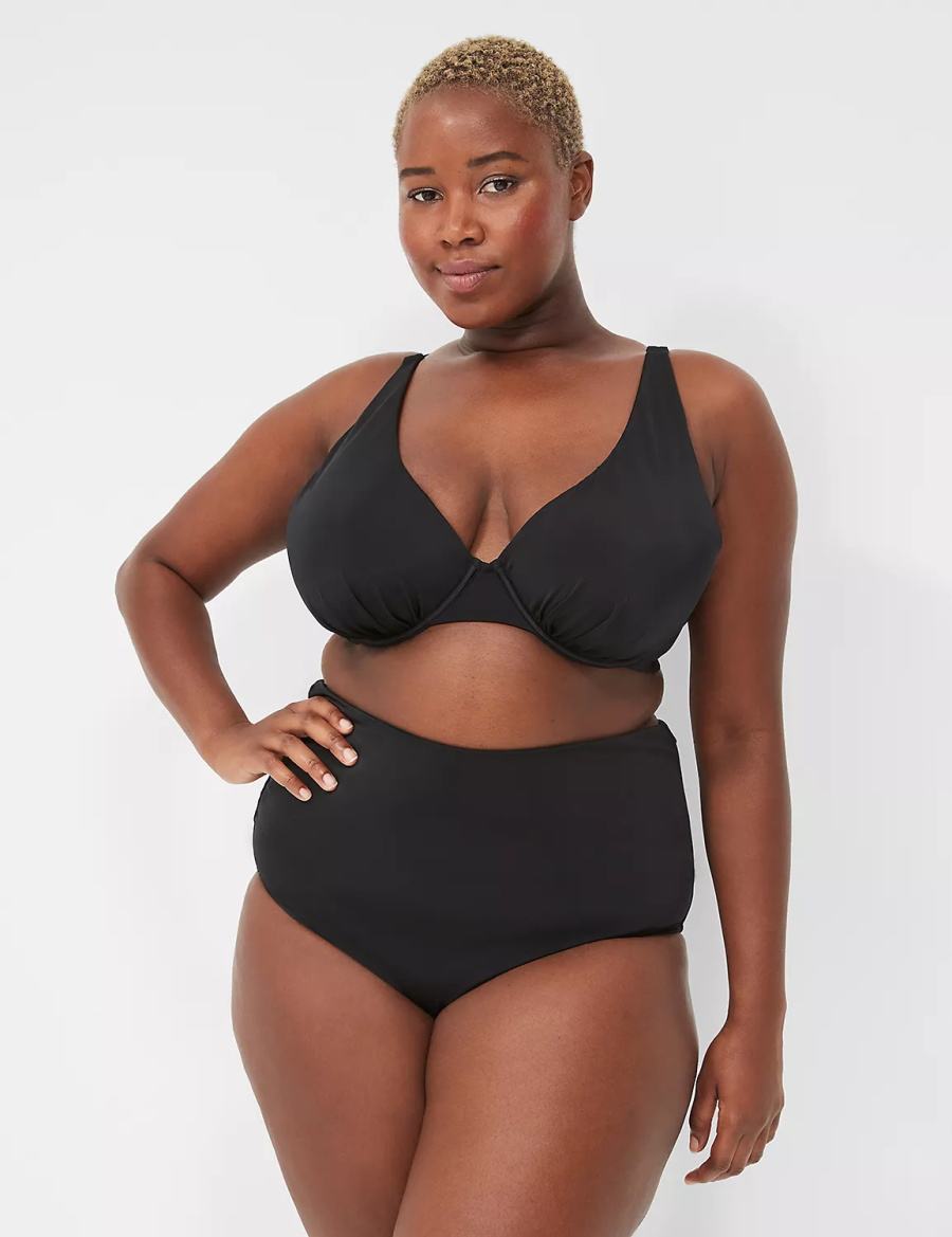 Lane Bryant Foldover-Waist Swim Slip Donna Nere | WKD8789NY