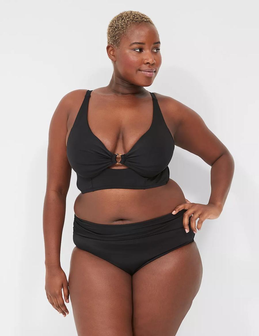 Lane Bryant Foldover-Waist Swim Slip Donna Nere | WKD8789NY