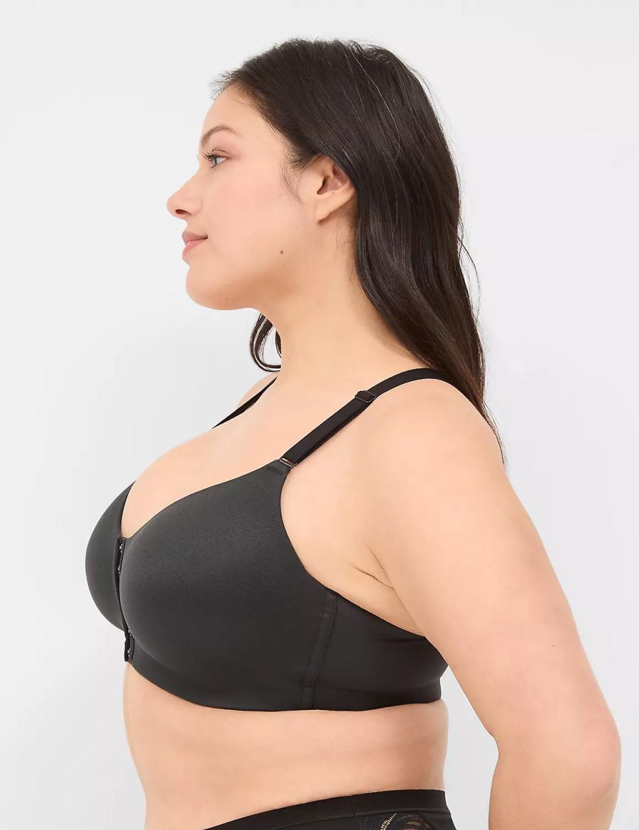 Lane Bryant Front-Close No-Wire Bralette Donna Nere | LIB2394OK