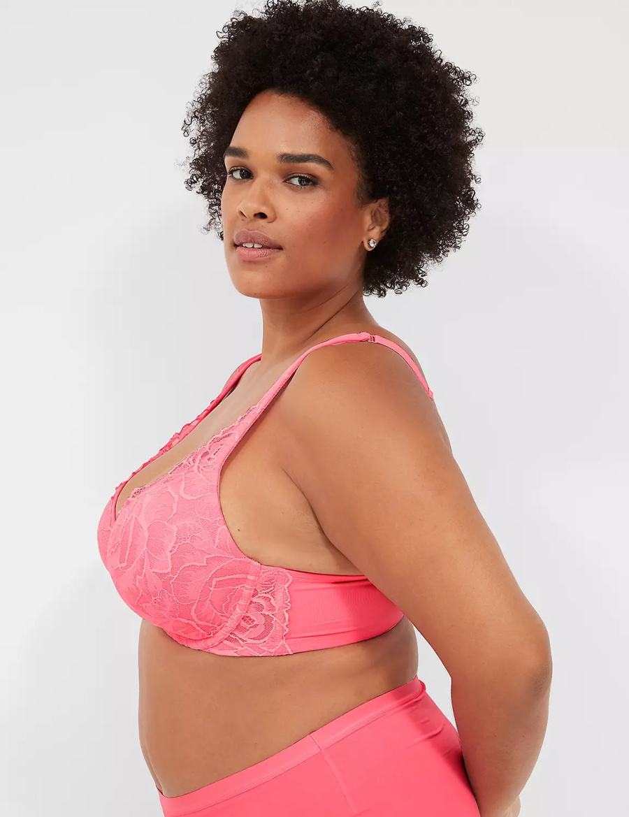 Lane Bryant Front-Close Smooth Boost Plunge Bralette Donna Rosa | WZL465IP