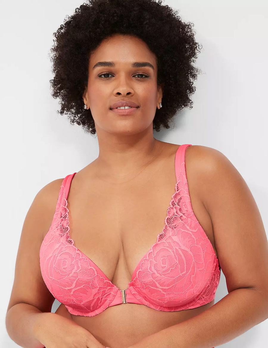 Lane Bryant Front-Close Smooth Boost Plunge Bralette Donna Rosa | WZL465IP