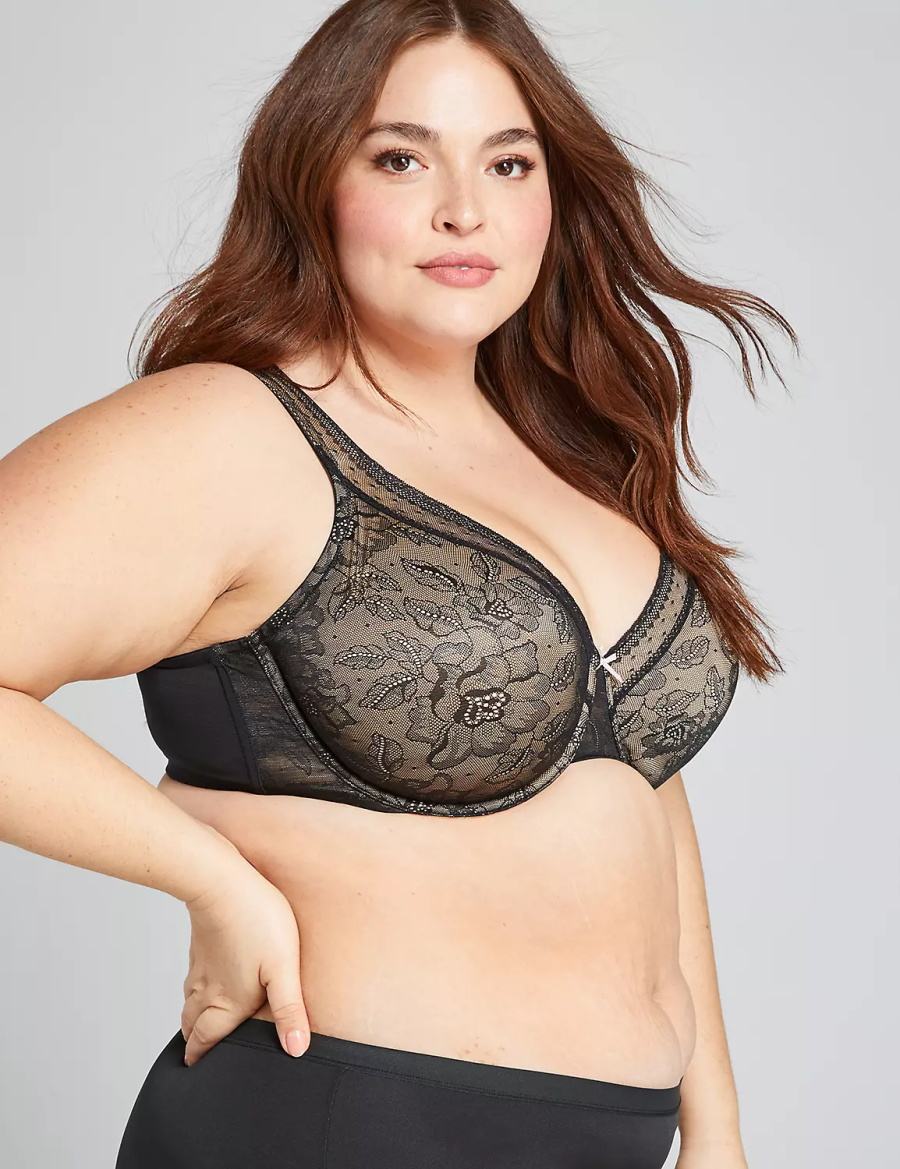 Lane Bryant Full Coverage with Lace Reggiseno Sfoderato Donna Nere | RGV2749RK