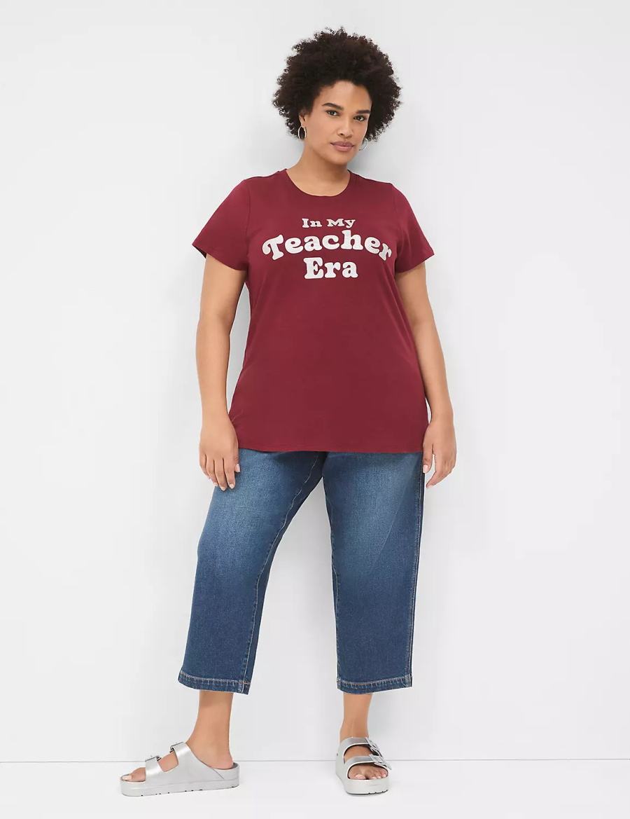 Lane Bryant Glitter In My Teacher Era Graphic Tee Magliette Donna Rosse Scuro | IXB2649HK