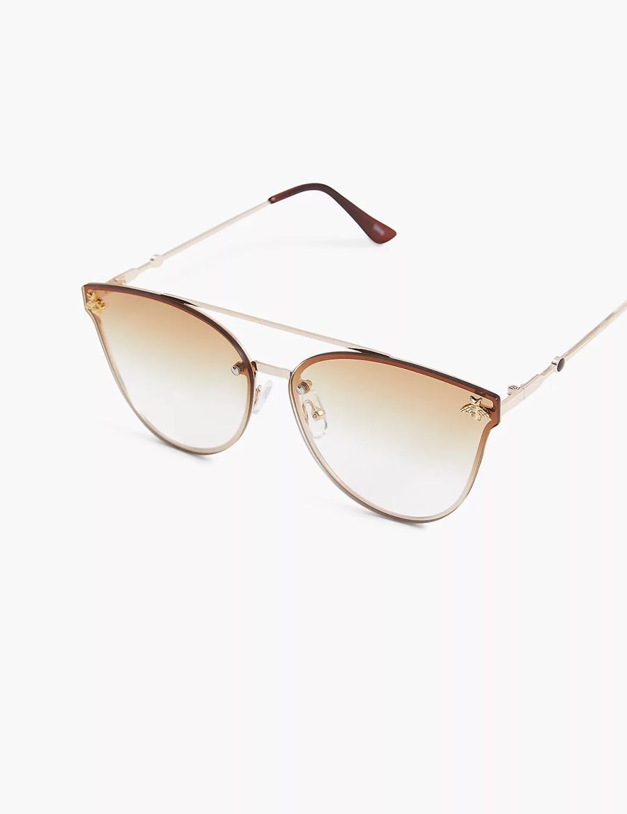 Lane Bryant Goldtone Bee Aviator Occhiali da Sole Donna Oro | YSK2421WU