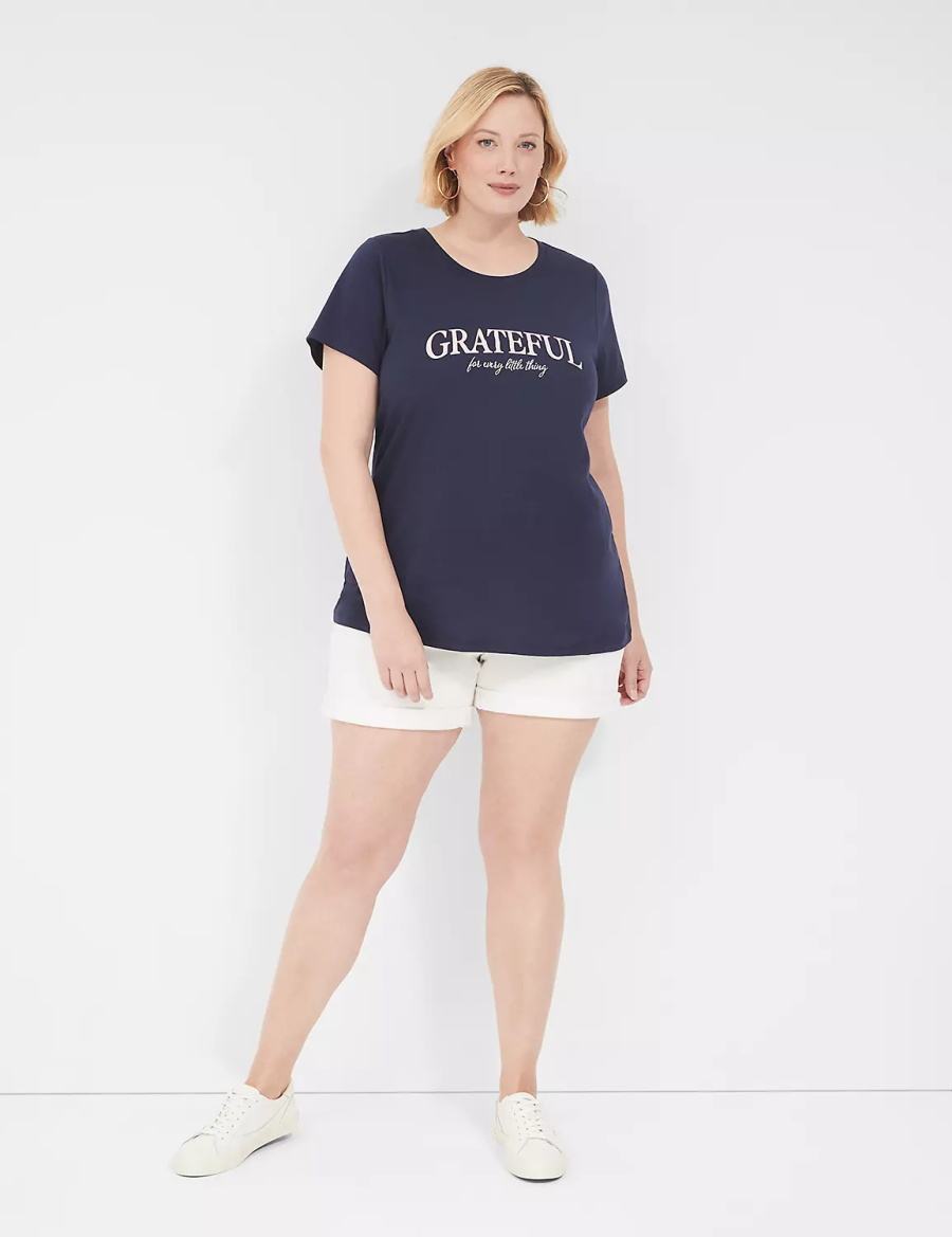 Lane Bryant Grateful Graphic Tee Magliette Donna Blu | FRU9695TD